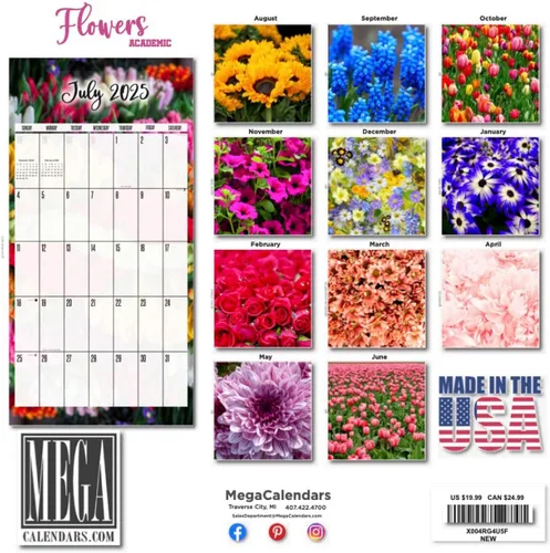 Vista 621 de Calendario de grises africanos 2025 2026 – Planificador mensual de pared de aves africanas – 12 x 18 pulgadas (abierto), calendario de pared