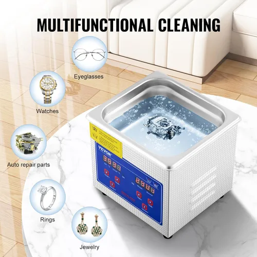 Vista 5 de VEVOR Limpiador ultrasónico 1.3L Limpiador ultrasónico profesional con temporizador digital 40kHz Excelente máquina de limpieza ultrasónica 110V
