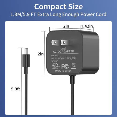 Vista 7 de Adaptador de corriente de 30 W para Amazon Echo (4.ª generación) Echo (3ª generación) Echo Show 10 (3ª generación) Echo Show (2.ª generación) Echo