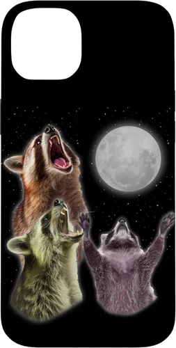 Vista 15 de Funda para iPhone 16 3 mapache luna aullando divertido mapache animal amante zoólogo
