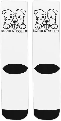 Vista 4 de Calcetines blancos para mujeres y hombres, lindo diseño con borde collie para perros en ellos, genial diseño novedoso para el trabajo, gimnasio