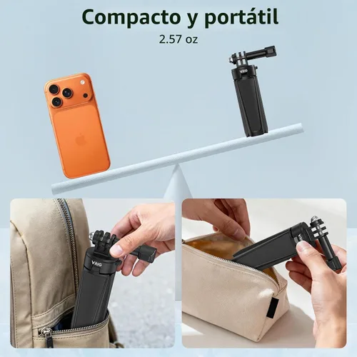 Vista 4 de VRIG TP29 Mini trípode extensible para cámara, portátil con mango pequeño, para cámara web de escritorio, selfie, trípode para DJI Osmo Action