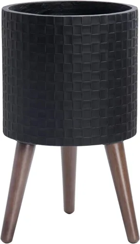 Vista 23 de D'vine Dev Maceta Elegante con Patrón de Azulejos Geométricos Modernos de 12 Pulgadas con Soporte, Portamacetas Decorativo para Interiores