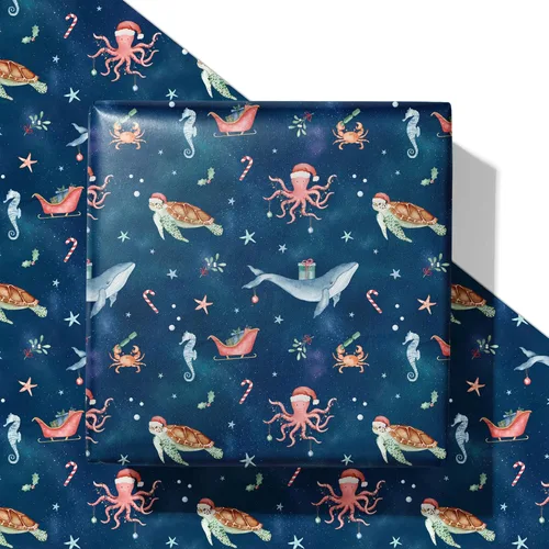 Vista 11 de SaringSwoon Papel de regalo de pato de Navidad, divertido envoltorio de regalo de Navidad con sombreros de Papá Noel, bastones de caramelo, patos