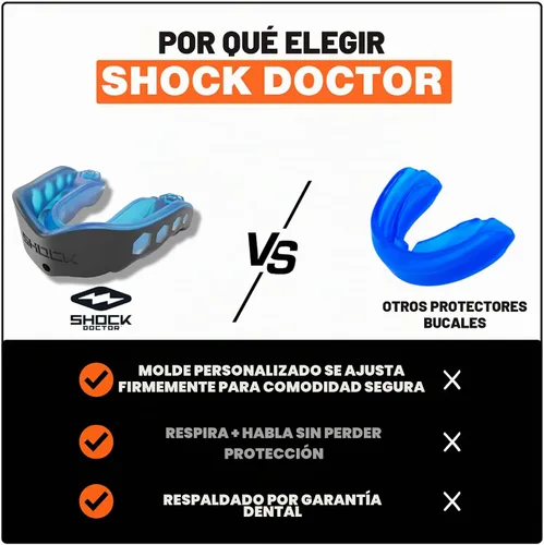 Vista 5 de Shock Doctor Gel Max - Protector bucal, protección resistente y ajuste personalizado, juvenil, frambuesa azul