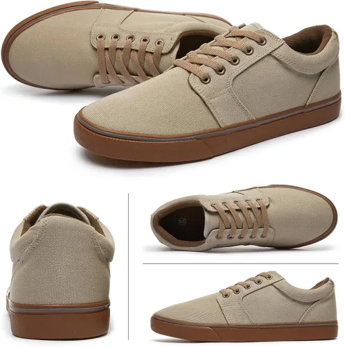 Vista 6 de BENPAO Zapatos casuales blancos para hombre, zapatillas de deporte de moda negras para hombres, zapatos de lona con cordones