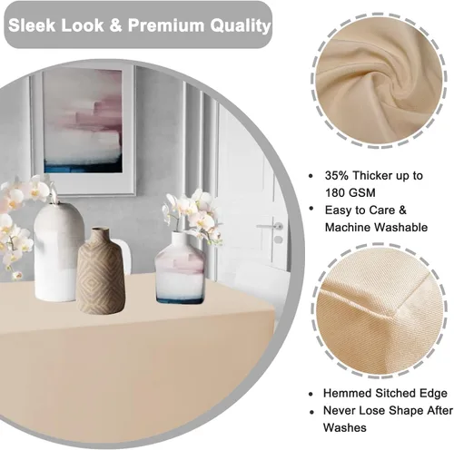 Vista 3 de PLOYMONO - Juego de 2 manteles ajustables, mantel de longitud hasta el suelo para mesa rectangular de 4 pies (122x61 cm) de poliéster, ideal
