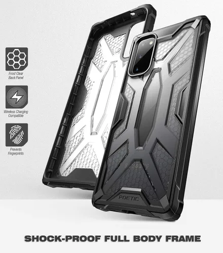 Vista 4 de Poetic Affinity Series - Funda protectora híbrida híbrida de grado militar diseñada para Samsung Galaxy S20, resistente, ligera, color negro