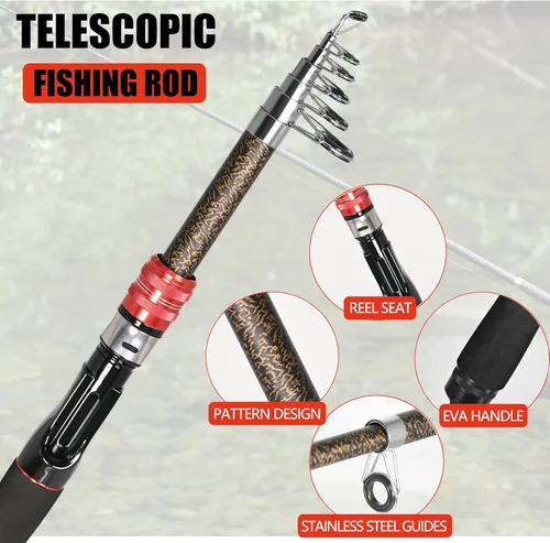 Vista 9 de Juego de caña de pescar telescópica de 6.9 pies con alicates de pesca y pinza de labios