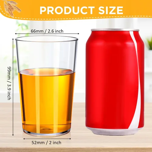 Vista 2 de Meanplan Paquete de 12 vasos de plástico reutilizables para bebidas de grado restaurante, 8 onzas, vasos de plástico irrompibles y apilables, vasos