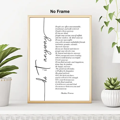 Vista 3 de Arte de pared con citas de Madre Teresa, póster con citas inspiradoras, arte de pared para la oficina en casa, decoración de pared, citas