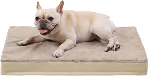 Vista 27 de KSIIA - Cama ortopédica para jaula de perro, impermeable, para perros pequeños, de felpa, lavable, con espuma tipo caja de huevo y funda Negro