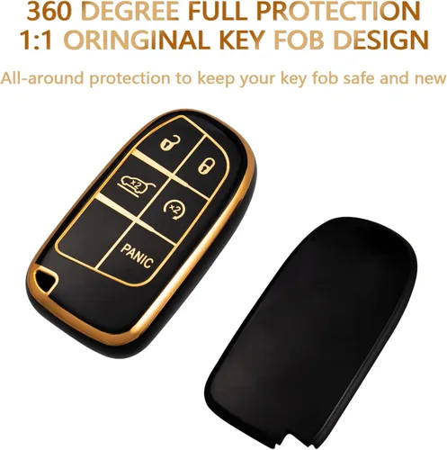 Vista 3 de OFFCURVE para Jeep Dodge Funda para Llavero, Funda de Protección de TPU Blanda Compatible con Jeep Grand Cherokee Renegade Chrysler 200 300 Dodge