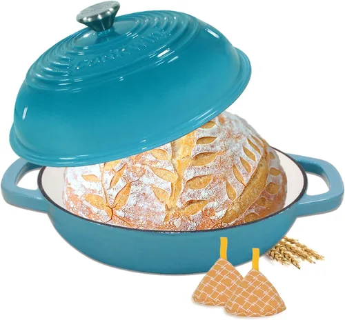 Vista 10 de Horno de pan esmaltado del arrabio de 6 cuartos de galón, horno holandés Azul marino