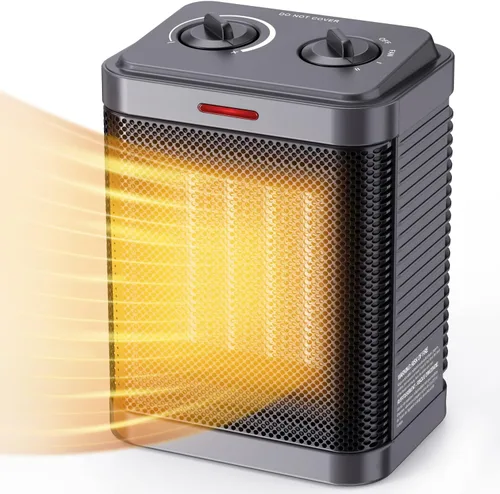Vista 8 de Calentador de espacio para uso en interiores, calentador eléctrico portátil de cerámica de 1500 W, calentador de espacio pequeño con termostato