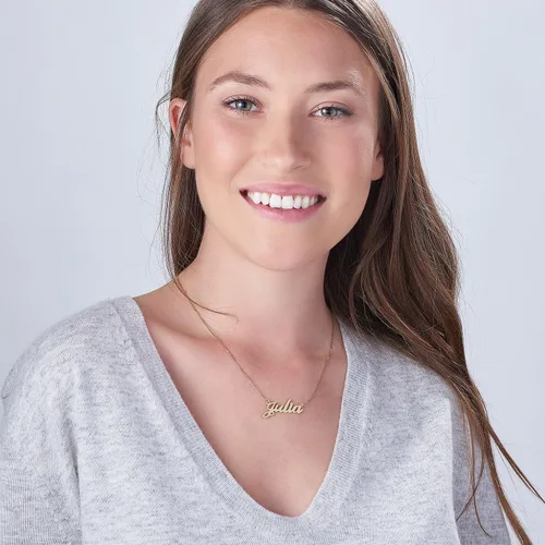 Vista 3 de MyNameNecklace - Collar personalizado con nombre grabado, diseño de metales preciosos, plata esterlina 925 y chapado en oro