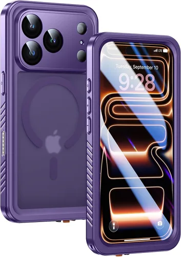 Vista 9 de Lanhiem Funda Magnética para iPhone 17 Pro de Privacidad, Funda Impermeable a Prueba de Polvo, [Protector de Pantalla Antiespía Integrado]