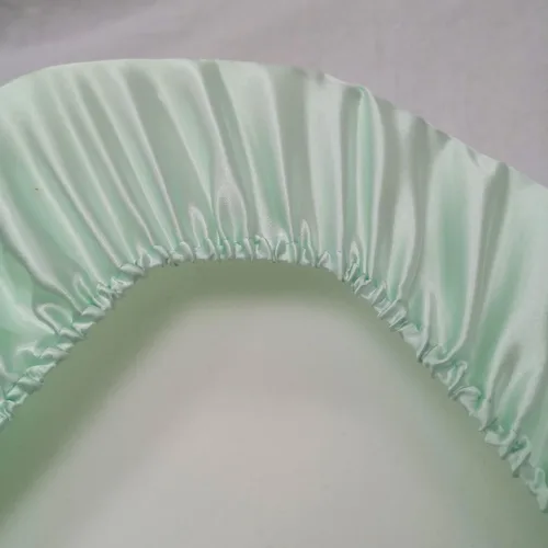 Vista 3 de Sábanas de moisés de seda para bebé, sábana bajera ajustable 100% seda de morera, ideal para pelitos de bebé, sábana suave y sedosa para cuna Aqua