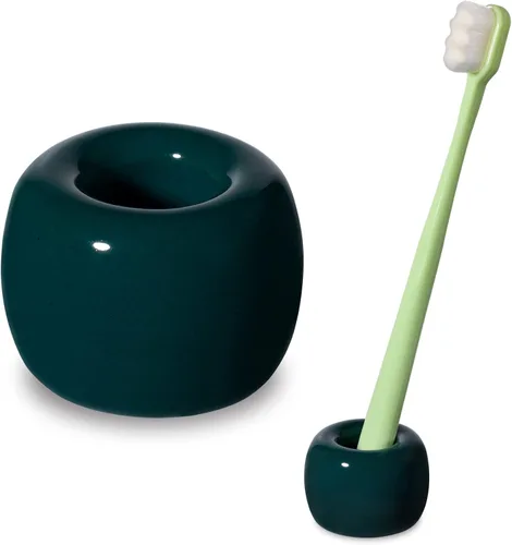 Vista 16 de Urbanstrive - Soporte para cepillo de dientes de cerámicas mini elegante para encimeras de mueble de baño (1 paquete, blanco)