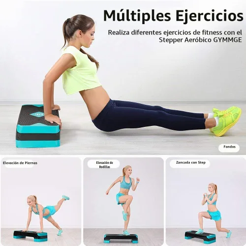 Vista 7 de GYMMAGE Stepper aeróbico de entrenamiento ajustable, plataforma de ejercicios aeróbicos con 2 elevadores, plataforma de ejercicios para fitness