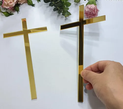 Vista 12 de 12 dijes para tartas de cruz, decoración de bautizo para tartas, confirmación de bautismo de acrílico delgado, decoración de pastel de cruz acrílica