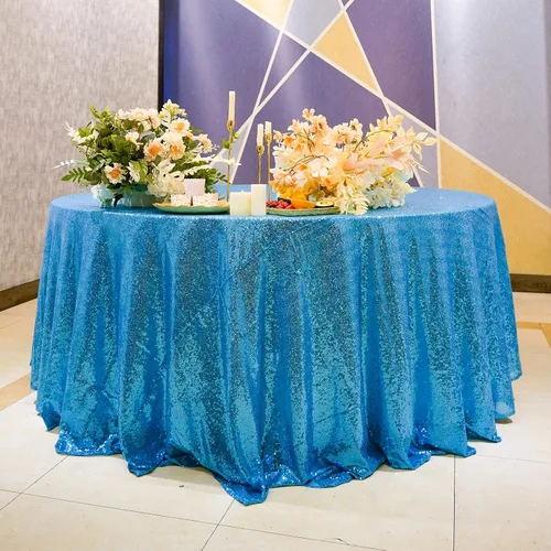 Vista 49 de Mantel de lentejuelas de 60 x 102 pulgadas, azul bebé, para boda, fiesta, despedida de soltera, rectangular