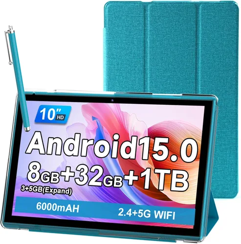 Vista 8 de Tableta de 10 pulgadas con estuche Stylus, tabletas Android 15 8 GB RAM 32 GB ROM compatible con 1 TB expandir, tableta de 10.1 pulgadas, incluye
