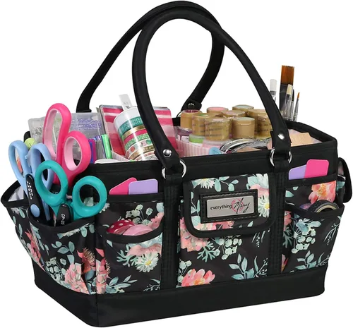 Vista 11 de Everything Mary Junior Deluxe Store & Tote Organizer - Bolso negro para manualidades con asas, organizador de almacenamiento plegable para álbumes