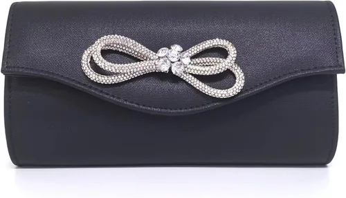 Vista 9 de Gets Bolso de noche para mujer, bolso de mano con lazo de diamantes de imitación para mujer, fiesta, boda, baile de graduación, cóctel, bolsos