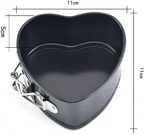 Vista 3 de JMXC - Juego de 4 moldes de resorte antiadherentes, 4 pulgadas en forma de corazón, acero resistente, lavado a mano