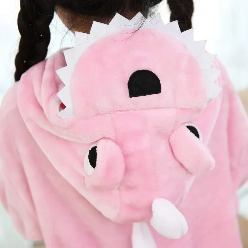 Vista 5 de Fanhong Pijama de dinosaurio para niños disfraz de Halloween Navidad cosplay pijama de felpa de vellón para dormir 3-12 años