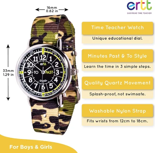 Vista 2 de EasyRead Time Teacher Kids Watch - Girls & Boys Watches for Kids - Analog Teaching Watch for Kids - Learn to Tell The Time Childrens Watch - 3 Step