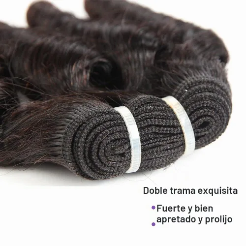 Vista 5 de Molefi Extensiones de cabello humano brasileño Funmi rizado, 4 paquetes de extensiones de cabello humano negro, extensiones de cabello corto rizado