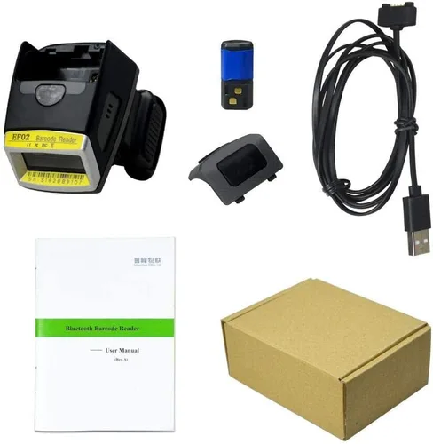 Vista 5 de Escáner de código de barras de anillo 2D Bluetooth con lector QR Zebra SE4107 2D portátil lector de código de barra de dedo funciona con Windows