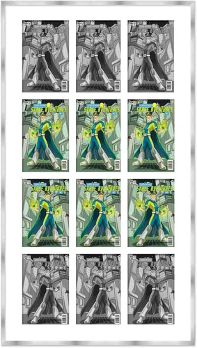 Vista 141 de Marco de cómic blanco mate para cómics publicado entre 1938 y 1955 (marco de madera maciza de cómic de la edad dorada) hecho para mostrar 4 cómics