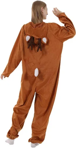 Vista 6 de ReneeCho Pijama de Navidad con reno para adultos, disfraz de ciervo para hombre y mujer