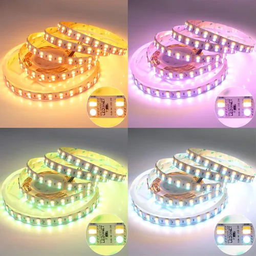 Vista 5 de LEDENET SMD 5050 - Tira de luces LED de doble fila de 24 V RGB+CCT, 600 LED, RGB-CW-WW, cambio de color, temperatura ajustable, RGBW RGBWW, cinta