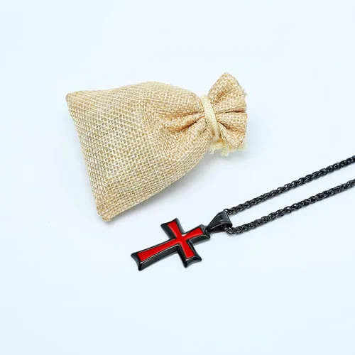Vista 6 de HZMAN collar con colgante de cruz en acero inoxidable para hombres con cadena