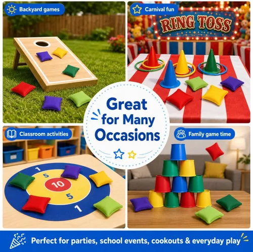 Vista 3 de Paquete de 12 bolsas de frijoles de nailon de 2 pulgadas/2.0 in, para niños, familia y adultos, juegos de patio al aire libre, lanzamiento de bolsas