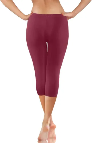Vista 3 de PANOEGSN Tummy Control Leggings for Women Capri Pants Solid Color Cropped Yoga Pants Tight Stretchy Athletic Fitness Trousers