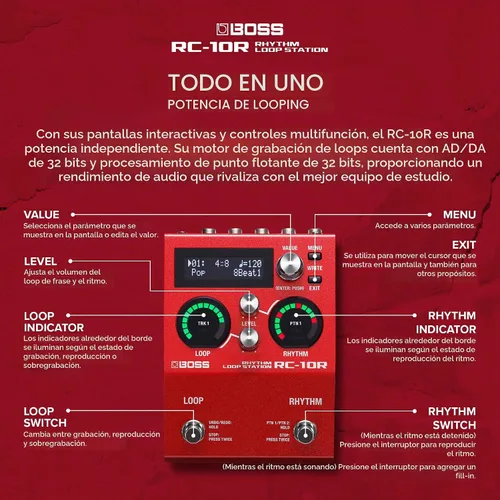 Vista 4 de BOSS RC-10R Rhythm Loop Station Bucle basado en canciones y ritmos dinámicos en un espacio pequeño 280 estilos preestablecidos 16 kits