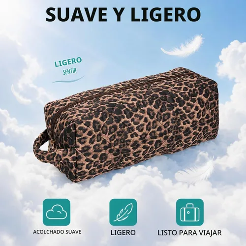Vista 3 de Bolsa de viaje con asa acolchada con estampado de leopardo compatible con Dyson Airwrap, estuche de viaje para organizador Shark Flexstyle