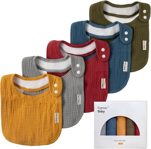 Vista 12 de Baberos de muselina para bebés niños y niñas, babero de muselina orgánica para bebé para babeo y dentición, baberos suaves de bandana para babeo