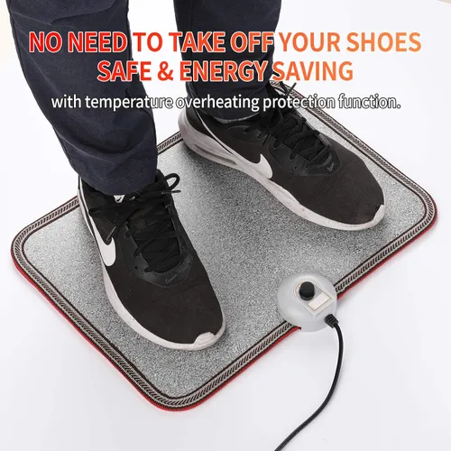 Vista 4 de AC 120V Electric Heated Floor Mat, Under Desk for Foot Warmer Pad Gris
