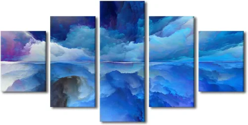 Vista 88 de Pintura en lienzo colorida para sala de estar, 5 paneles, impresiones abstractas sobre lienzo, arte de pared para sala de estar, dormitorio