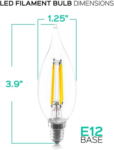 Vista 3 de Luxrite LR21240 - Bombilla LED de filamento para candelabro de 4 W, equivalente a 40 W, blanco frío 4100 K, 350 lúmenes, extensión de haz de 270°