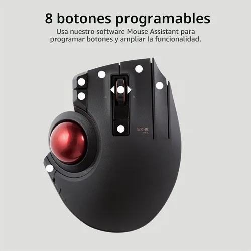 Vista 7 de ELECOM Ratón Trackball Inalámbrico, Ratón Ergonómico, Conexión para 3 Dispositivos, Con Cable (USB), Bluetooth, Ratón Track Ball, Control