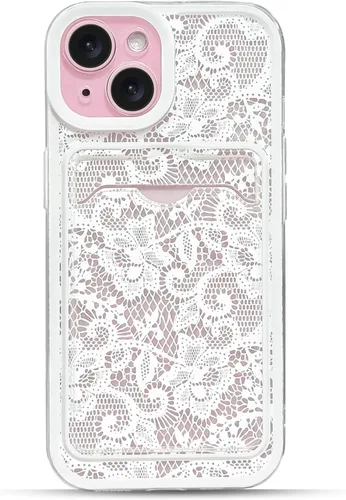 Vista 14 de NITITOP Funda para iPhone 13 transparente linda flor de encaje - flor negra negro (Black Bloom)