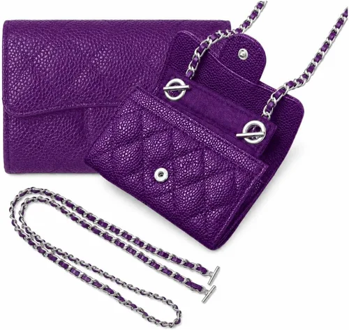 Vista 23 de Kit de conversión de tarjetero para inserto de billetera con solapa pequeña y correa de cadena, billetera pequeña clásica en cadena, kit convertidor