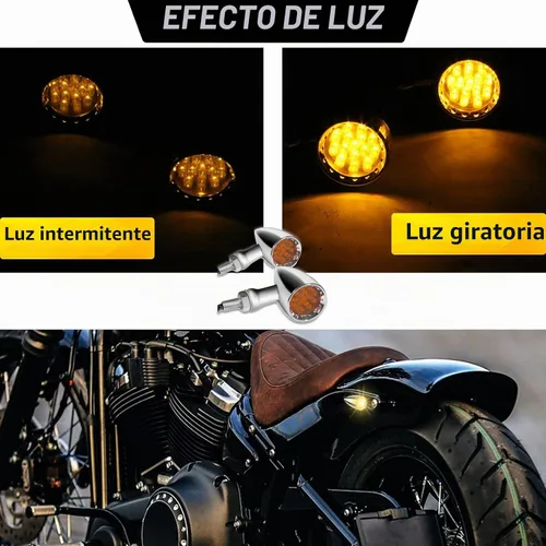 Vista 3 de DREAMIZER 2 piezas de luces intermitentes para motocicleta con 15 LEDs, cromadas, tipo bala, lámparas indicadoras delanteras y traseras, compatibles